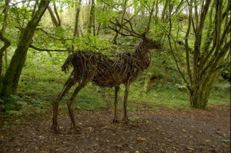 Deer sculpture on Animal Puzzle Trail Garwnat