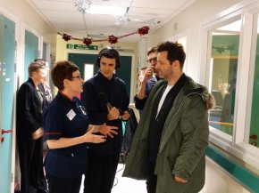 Michael Sheen performing his hospital rounds