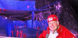 Sean Taylor within Zip World Bounce Below attraction in Blaenau Ffestiniog