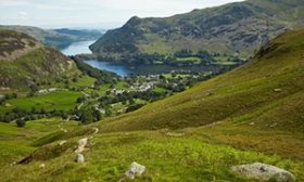 View of Ullswater looking over Glenridding from the Little Cove road to Helvellyn.